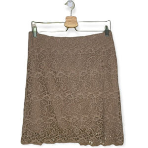 𝅺lace Crochet Pencil Skirt Womens Size S Willi Smith Tan Lined Floral Lace Skirt